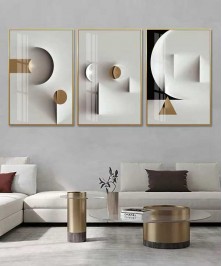 Gold Frame 60*90 Cm White Crystall Painting Decoration For Living Room And Kitchen